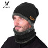 VBIGER 2pcs Men Women Winter Warm Knitted Hat Beanie Set Thicken Solf Fleece Lining Hat Cap with Circle Scarf Outdoor Hat