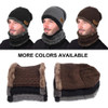 VBIGER 2pcs Men Women Winter Warm Knitted Hat Beanie Set Thicken Solf Fleece Lining Hat Cap with Circle Scarf Outdoor Hat