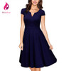 Berydress Retro 1950s Elegant Women Office Dress Navy Blue Vestido De Festa Formal Work Summer Dresses 2017 Audrey Hepburn Dress