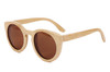 BerWer round design bamboo sunglasses with color lens and sunglasses case