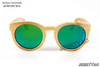 BerWer round design bamboo sunglasses with color lens and sunglasses case