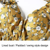 BerryGo Sexy backless print padded summer dress women Summer casual beach boho dresses V neck a-line mini short dress