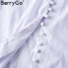 BerryGo Elegant long sleeve white blouse shirt Women casual streetwear shirt top Female cotton beach button shirt camisa 2017