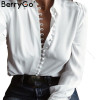 BerryGo Elegant long sleeve white blouse shirt Women casual streetwear shirt top Female cotton beach button shirt camisa 2017