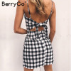 BerryGo Bow casual linen sexy dress Backless 2017 beach summer dress women sundress Slim fit bodycon white short dress vestidos
