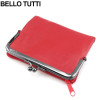 BELLO TUTTI Ladies Leather Wallet Sheepskin Leather Mini Wallet Card Holder Purses Metal Wallet Frame Women Short Wallet Red