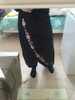 Embroidery Harem Pants Women Black Linen Trousers Plus Size Loose Dress Pants Flower Wide Leg Pants Black Long Sweatpants