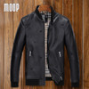 Embroidery design Lambskin genuine leather bomber jacket black ribbed collar biker jackets manteau homme jaqueta de couro LT1322