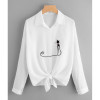Embroidery Cat Women Blouses Long Sleeve Chiffon Blouse Shirt Women 2017 New Autumn Korean Fashion Loose Casual Female Tops