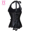 Embroidered Brocade Red and Black Corset Bustier Halter Tops Gothic Clothing Burlesque Corsets Women Espartilho E Corselets