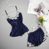Embroidered 2017 Women Sexy Satin Pajamas Set Lace Silk Pyjama Set V-neck Ladies Pijamas Sleepwear Women Summer Clothes Homewear