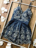 Emboridery V-Neck Spaghetti-neck Jumpsuits Bottoms