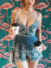 Emboridery V-Neck Spaghetti-neck Jumpsuits Bottoms