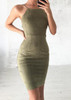 ELSVIOS Women Summer Dress 2017 Sexy Backless Beach Party Short Sleeveless Sheath Dresses Bodycon Suede Dress Casual Red Vestido