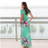 ELSVIOS Women Bohemia Floral Print Long Dress Women Short Sleeve O Neck Beach Boho Long Dress Loose Maxi Dress Vestido Plus Size