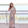 ELSVIOS Women Bohemia Floral Print Long Dress Women Short Sleeve O Neck Beach Boho Long Dress Loose Maxi Dress Vestido Plus Size