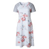 ELSVIOS Summer Floral Printed Loose A-Line Dress Women O Neck Short Sleeve Patchwork Dresses Casual Sundress Female Vestidos