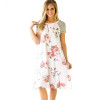 ELSVIOS Summer Floral Printed Loose A-Line Dress Women O Neck Short Sleeve Patchwork Dresses Casual Sundress Female Vestidos