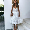 ELSVIOS Fashion Strap Backless Women Dress 2018 Summer Sexy V Neck button Lace Dresses Casual White Beach Dress Female Vestidos ELSVIOS Fashion Strap Backless Women Dress 2018 Summer Sexy V Neck button Lace Dresses Casual White Beach Dress Female Vestidos