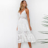 ELSVIOS Fashion Strap Backless Women Dress 2018 Summer Sexy V Neck button Lace Dresses Casual White Beach Dress Female Vestidos ELSVIOS Fashion Strap Backless Women Dress 2018 Summer Sexy V Neck button Lace Dresses Casual White Beach Dress Female Vestidos