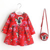 Girls Dress with Bag 2017 Brand Robe Princesse Fille Kids Dresses for Girls Costumes Children Printed Long Sleeve Princess Dress Girls Dress with Bag 2017 Brand Robe Princesse Fille Kids Dresses for Girls Costumes Children Printed Long Sleeve Princess Dress
