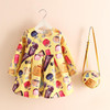 Girls Dress with Bag 2017 Brand Robe Princesse Fille Kids Dresses for Girls Costumes Children Printed Long Sleeve Princess Dress Girls Dress with Bag 2017 Brand Robe Princesse Fille Kids Dresses for Girls Costumes Children Printed Long Sleeve Princess Dress