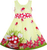 Girls Dress Mushroom Flower Grass Polka Dot Belt Yellow 2018 Summer Princess Wedding Party Dresses Girl Clothes Size 4-12