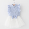 Girls Dress 2018 Brand Kids Clothes Butterfly Sleeve Letter T-shirt+Floral Voile Dress 2Pcs for Clothing Sets Children Dress