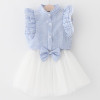 Girls Dress 2018 Brand Kids Clothes Butterfly Sleeve Letter T-shirt+Floral Voile Dress 2Pcs for Clothing Sets Children Dress