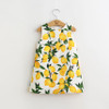 Girls Dress 2017 Summer Girls Dresses Kids Clothes Cotton Lemon Floral Print Wedding Dress Girl Vetement Fille