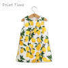 Girls Dress 2017 Summer Girls Dresses Kids Clothes Cotton Lemon Floral Print Wedding Dress Girl Vetement Fille