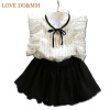 Girls Clothing Sets 2017 Summer New Girls Butterfly Sleeve Striped Shirt + Sweet Culottes Fashion Suit Kids Clothes