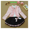 Girls clothing set Kids fashion rose t-shirt + Coat + skirt 3 pcs children birthday party dress high quality cotton Clothes Suit