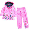 Girls Clothes Sets Autumn Children Clothing Boy Raincoat Sport Suit Print Long Sleeve Waterproof Girls Jacket+Pants Kids Clothes