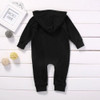 Newborn Baby Boys Girls Romper Solid Black Long Sleeve Hooded Rompers Children Clothing Girl Boy Jumpsuit Outfits Clothes