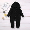 Newborn Baby Boys Girls Romper Solid Black Long Sleeve Hooded Rompers Children Clothing Girl Boy Jumpsuit Outfits Clothes
