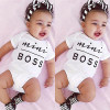 Newborn Baby Boys Girls Cotton Clothes Letter Short Sleeve Bodysuit Jumpsuit Outfit Sunsuit