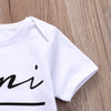 Newborn Baby Boys Girls Cotton Clothes Letter Short Sleeve Bodysuit Jumpsuit Outfit Sunsuit