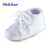 Newborn Baby Boy Or Girl Pure White The Baptism Of Shoes Unique Lace-up Soft Sole Cotton Christening First Walkers