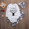 Newborn Baby Boy Infant Clothes Set Deer Romper Tops Long Pants Hat 3PCS Outfit Set Baby Boys Clothes