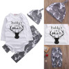 Newborn Baby Boy Infant Clothes Set Deer Romper Tops Long Pants Hat 3PCS Outfit Set Baby Boys Clothes
