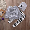 Newborn Baby Boy Girls Clothes Long Sleeve Tops +Long Pants Hat 3PCS Outfits Set