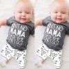 Newborn Baby Boy Girl Clothes Tops Mama Letter Print Cotton T-shirt+Arrow Geometric Pants Leggings 2pcs Outfits Baby Set 0-24M