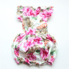 newborn baby boutique vintage floral romper jumpsuit Girl Bloomer Ruffle Romper  Kids clothes matched headband