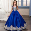 Royal Blue Flower Girl Dresses 2017 Appliques Sleeveless Ball Gown Kids Evening Gowns Bow Sashes First Communion Dress Vestidos