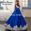 Royal Blue Flower Girl Dresses 2017 Appliques Sleeveless Ball Gown Kids Evening Gowns Bow Sashes First Communion Dress Vestidos