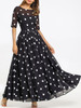Round Neck  Ruffled Hem  Printed Maxi Dress
