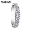 Round Cut Natural Real Diamond Split Shank Ladies Band Certified 14K White Gold Engagement Wedding Anniversary 585 Gold Ring