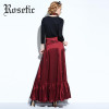 Rosetic Gothic Women Mermaid Skirt Trumpet Black Ankle-Lenghth Spring Burgundy Fall Trumpet Lace-Up Women Trumpet Mermaid Skirts