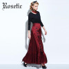 Rosetic Gothic Women Mermaid Skirt Trumpet Black Ankle-Lenghth Spring Burgundy Fall Trumpet Lace-Up Women Trumpet Mermaid Skirts